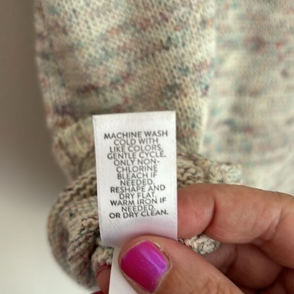 J. JILL Knit Two Piece v-neck tank short sleeve sweater set cream multi Petite M - Picture 8 of 13